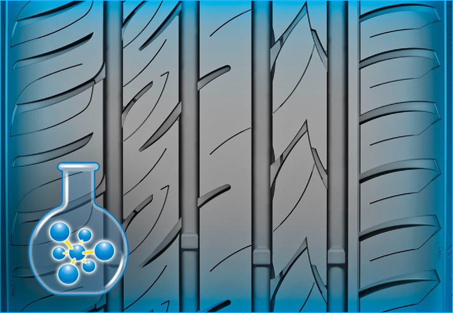 Gislaved ULTRA*SPEED 2の「低い転がり抵抗とロングライフ」を説明するイメージ図。