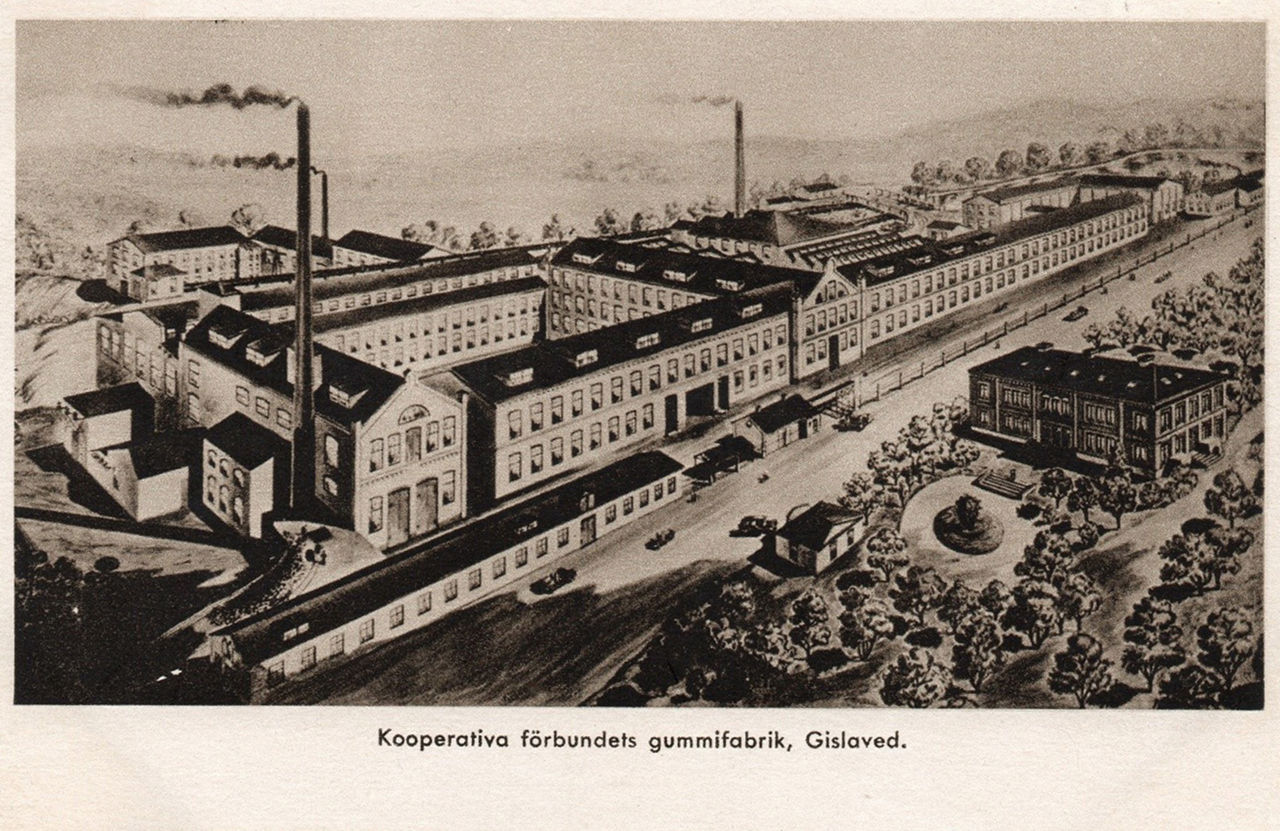 Historical photograph of the Gislaved factory